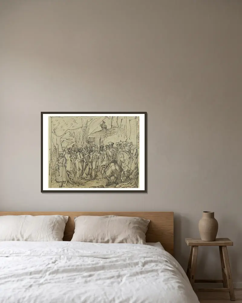 Die letzten zehn Soldaten vom vierten Regiment des polnischen Revolutionsheers betreten 1831 preußisches Gebiet av Ferdinand Fellner inramad på en vägg