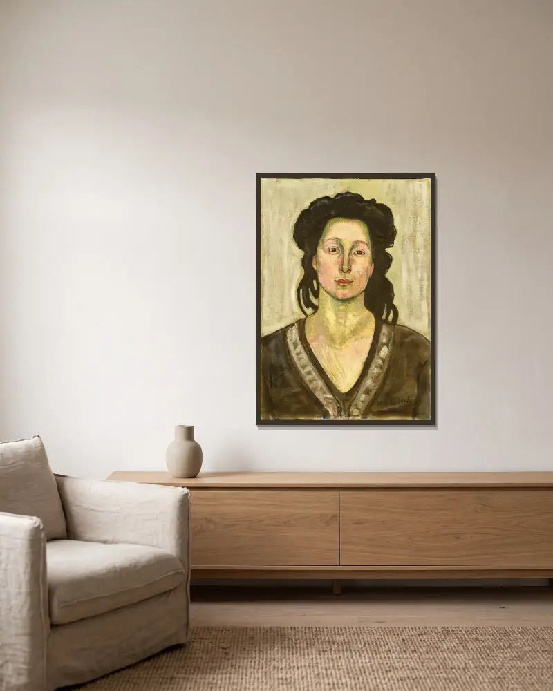 A Woman av Ferdinand Hodler inramad på en vägg