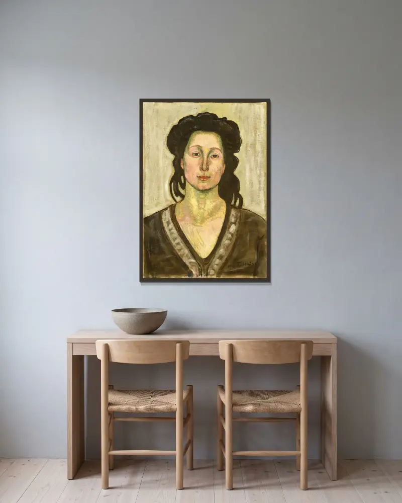 A Woman av Ferdinand Hodler inramad på en vägg