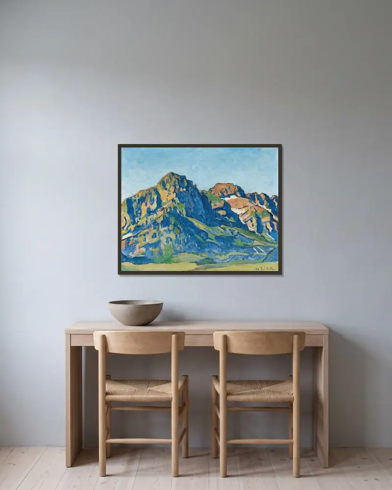 De vita tänderna av Ferdinand Hodler inramad på en vägg