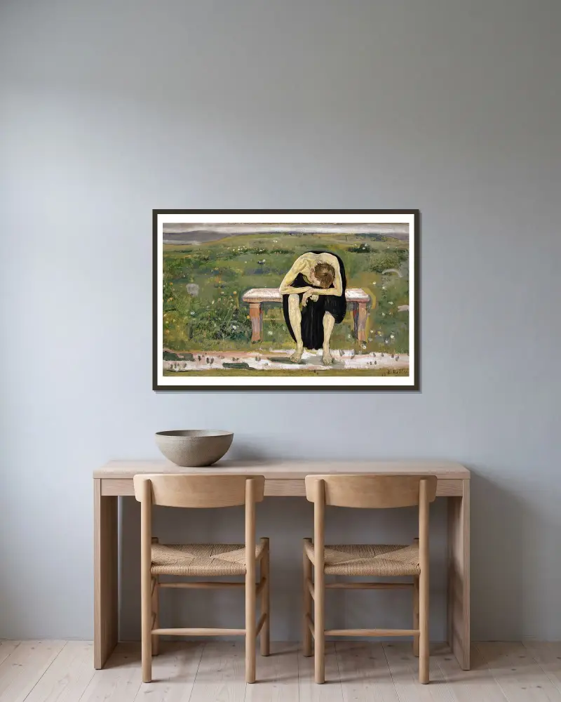 Enttäuschte Seele von Ferdinand Hodler gerahmt an einer Wand
