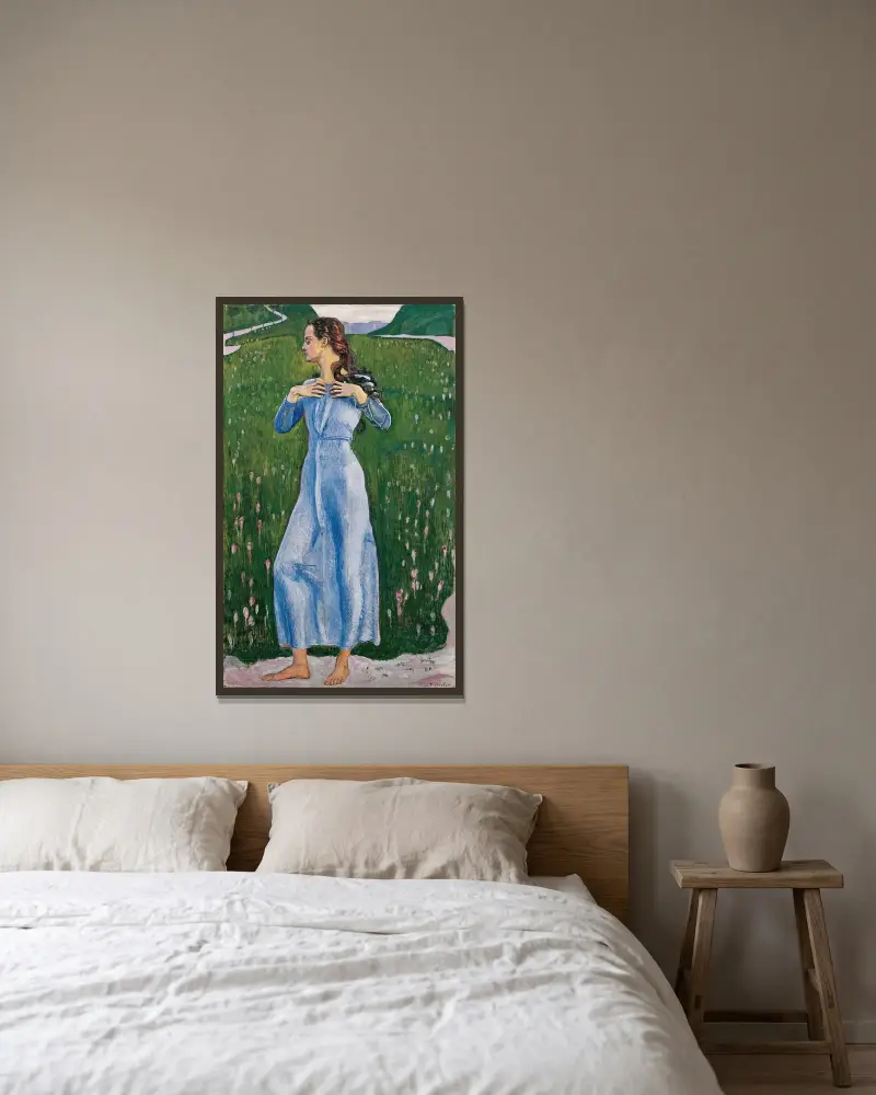 Ergriffenheit av Ferdinand Hodler inramad på en vägg