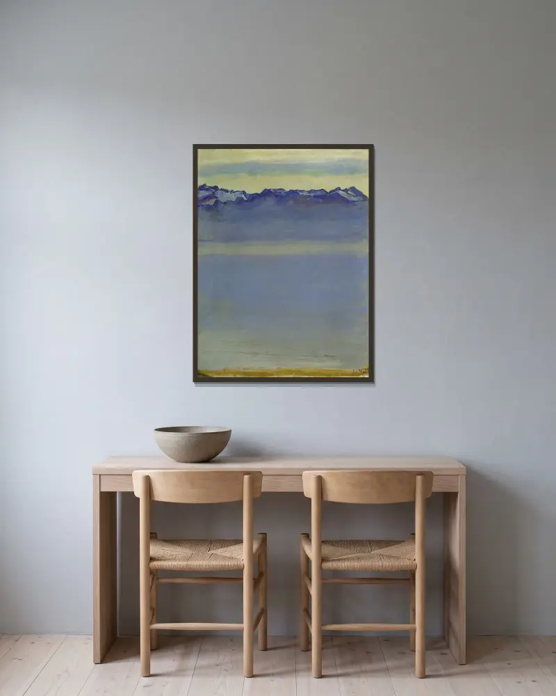 Lake Geneva with the Savoy Alps av Ferdinand Hodler inramad på en vägg