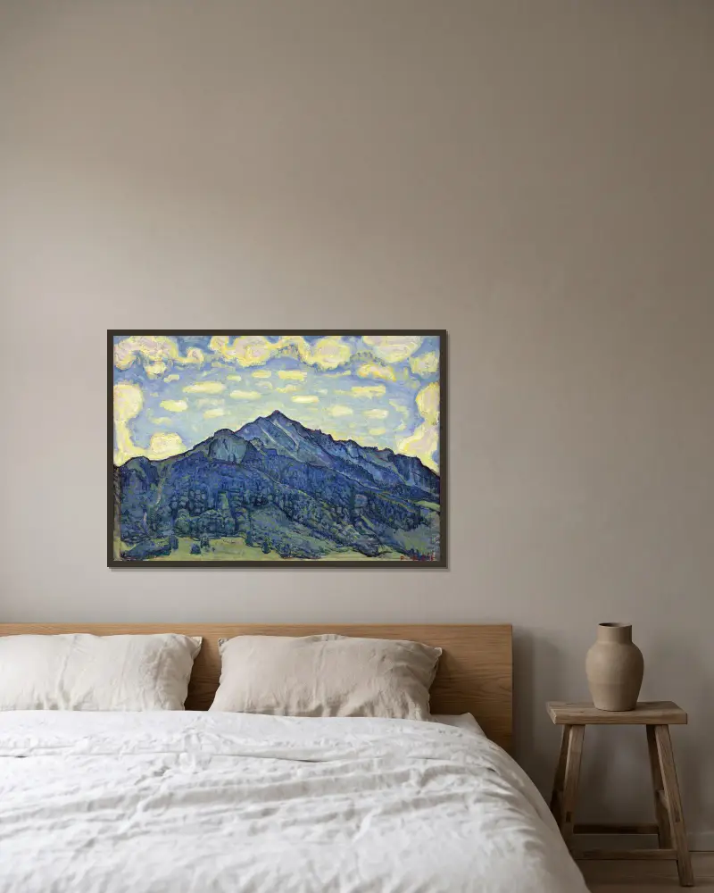 Landschaft in den Schweizer Alpen av Ferdinand Hodler inramad på en vägg