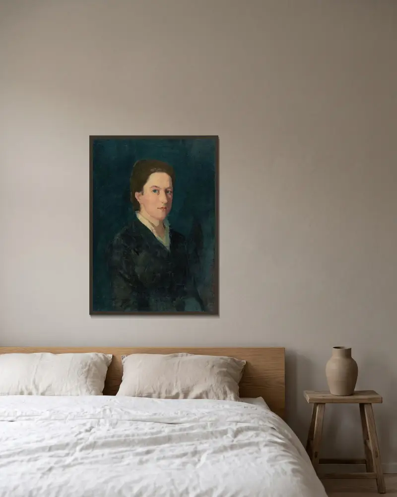 Porträtt av en ung dam av Ferdinand Hodler inramad på en vägg