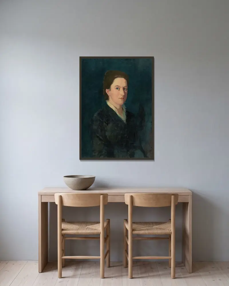 Porträtt av en ung dam av Ferdinand Hodler inramad på en vägg