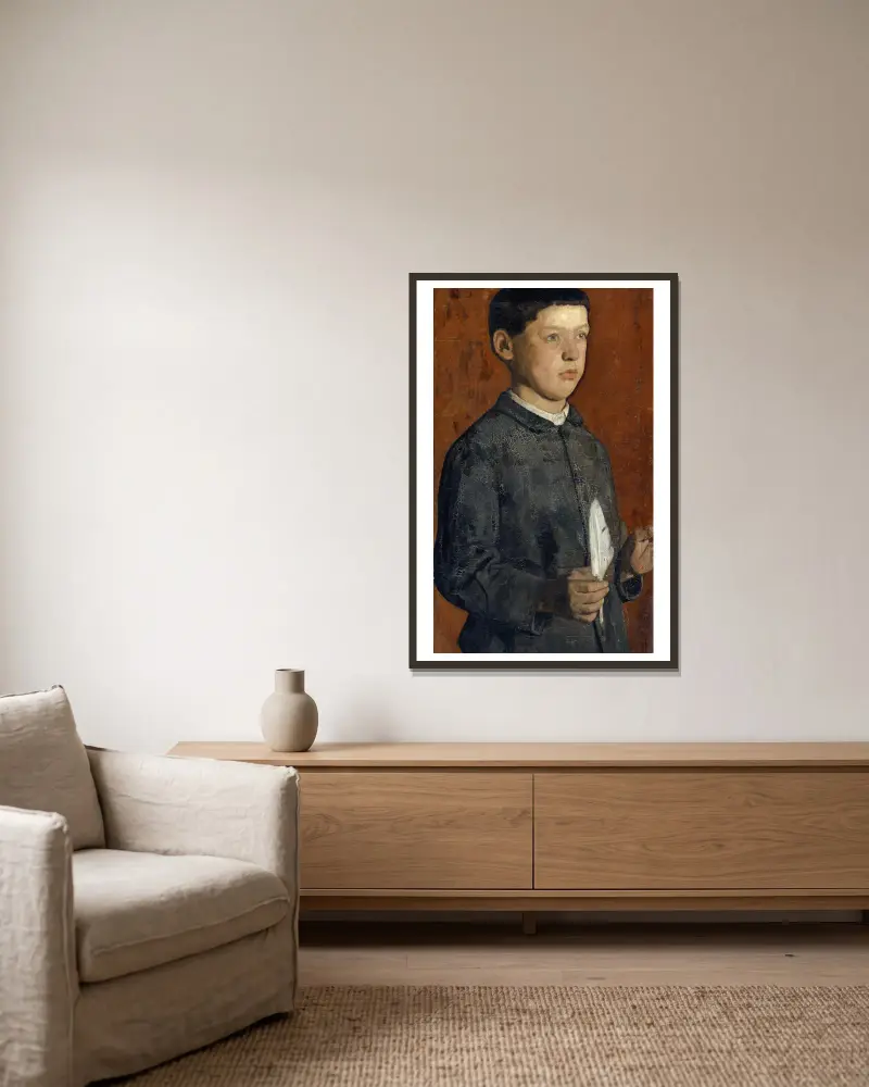 Portrait Of August Hodler (The Student) av Ferdinand Hodler inramad på en vägg