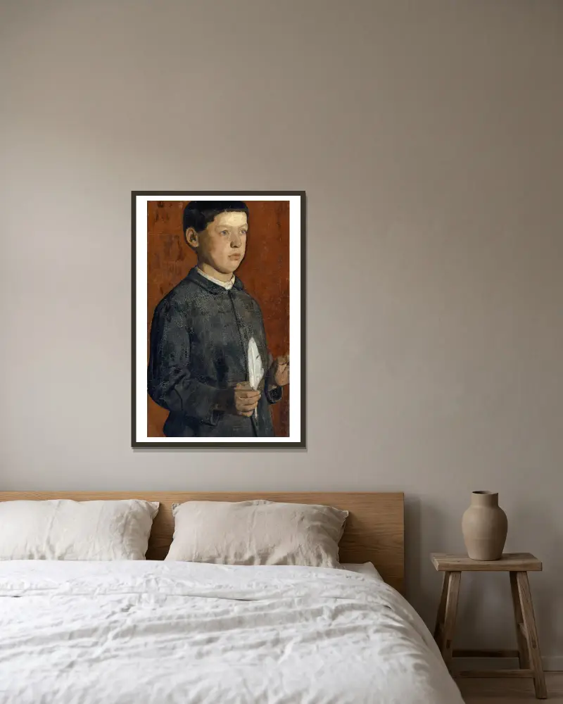 Portrait Of August Hodler (The Student) av Ferdinand Hodler inramad på en vägg