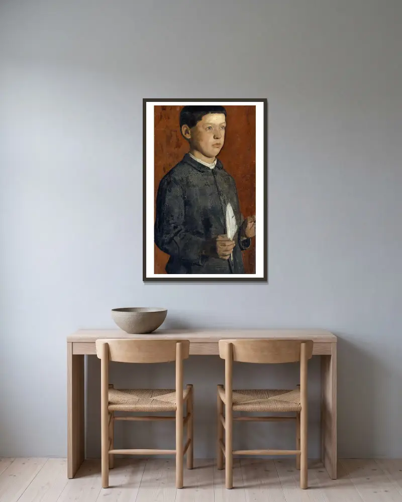 Portrait Of August Hodler (The Student) av Ferdinand Hodler inramad på en vägg
