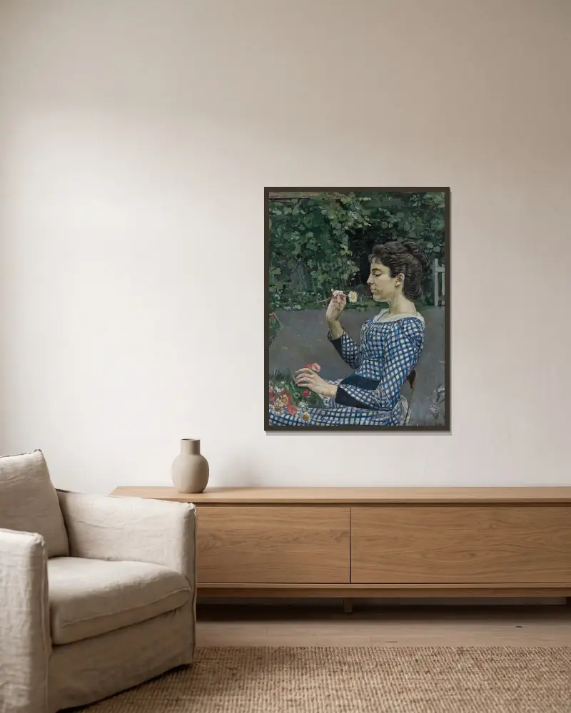 Portrait of Hélène Weiglé av Ferdinand Hodler inramad på en vägg