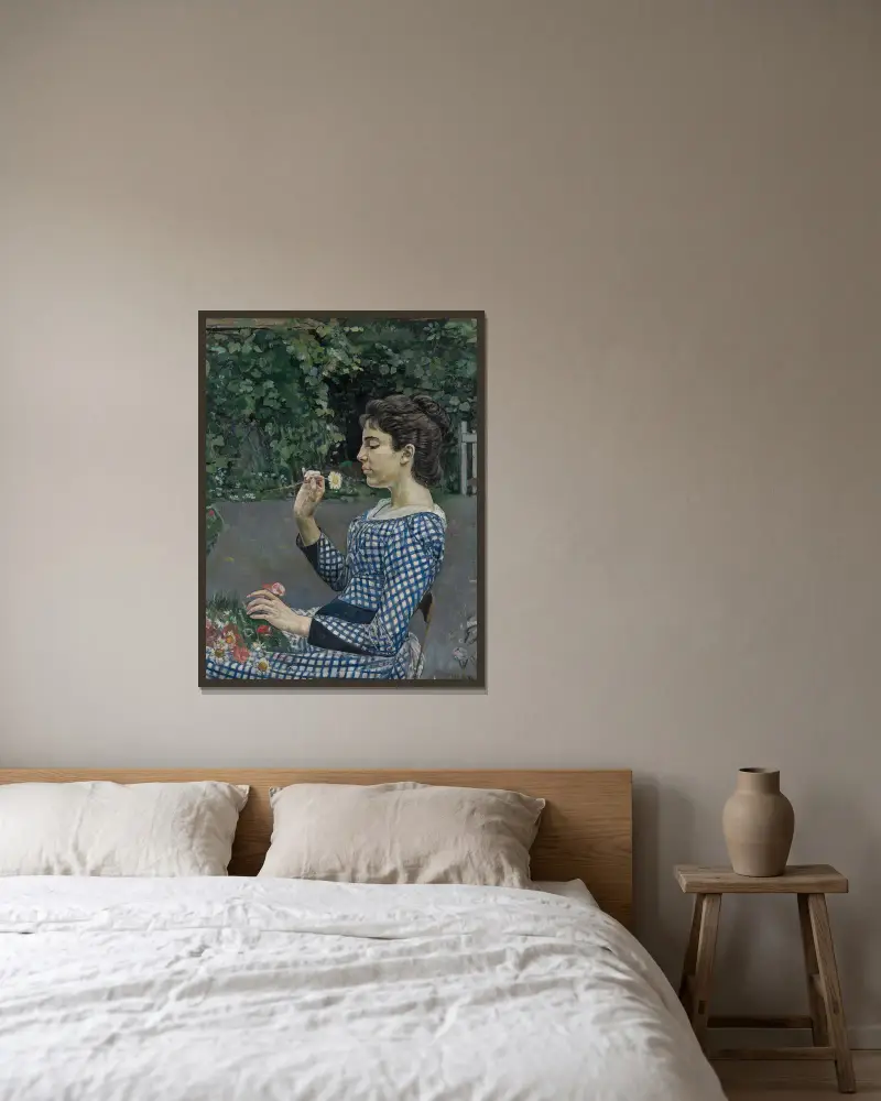 Portrait of Hélène Weiglé av Ferdinand Hodler inramad på en vägg