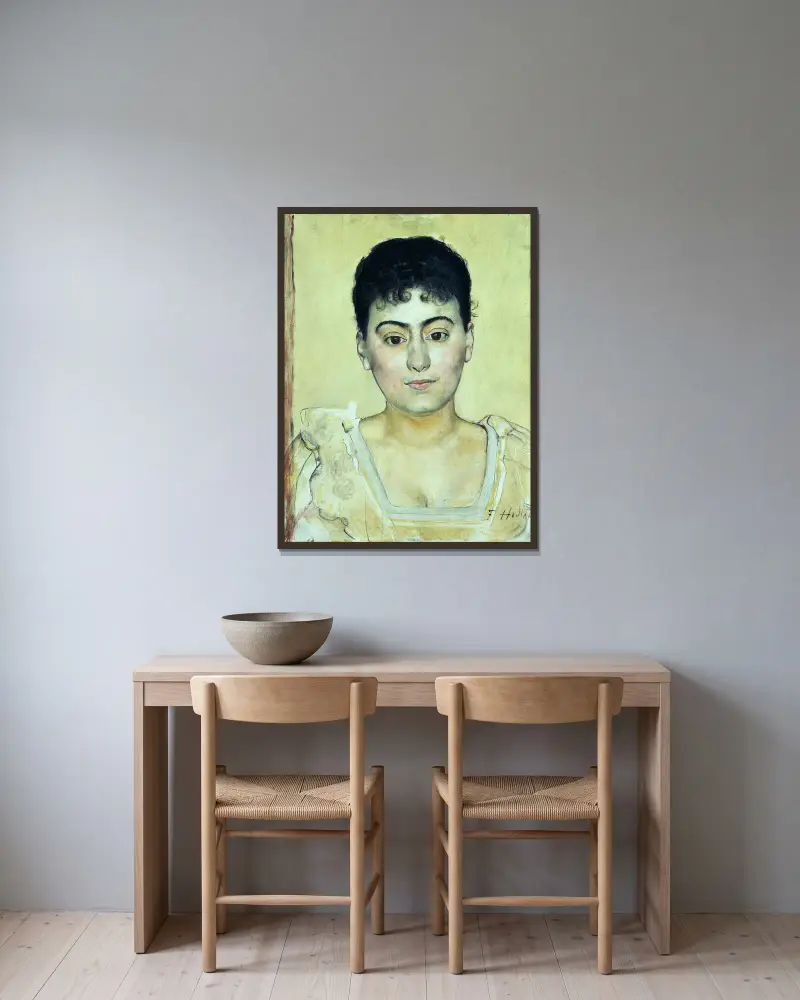 Porträtt av Madame de R. av Ferdinand Hodler inramad på en vägg