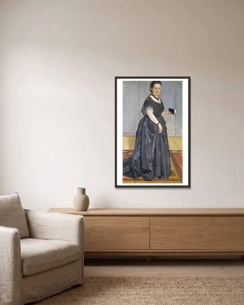 Portrait Of Maria Rosa Krebs-Schüpbach av Ferdinand Hodler inramad på en vägg