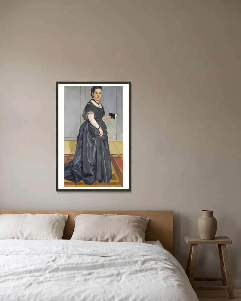 Portrait Of Maria Rosa Krebs-Schüpbach av Ferdinand Hodler inramad på en vägg