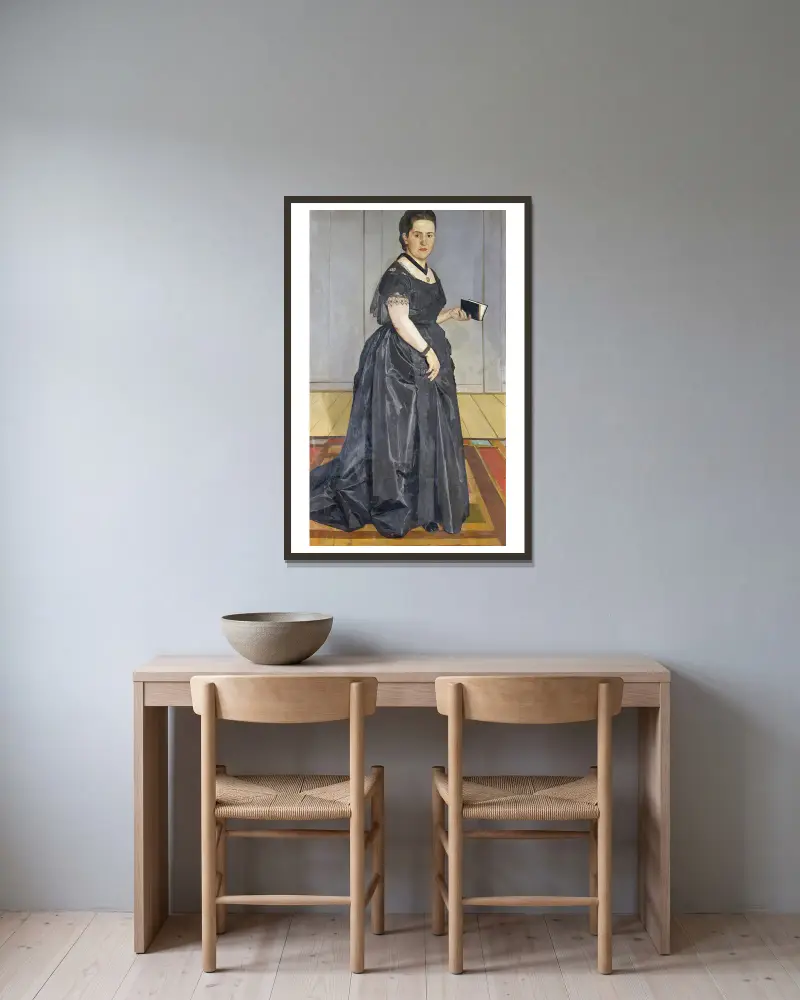 Portrait Of Maria Rosa Krebs-Schüpbach av Ferdinand Hodler inramad på en vägg