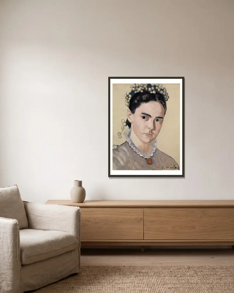 Portrait Of Marie Elise Bernhard-Hodler av Ferdinand Hodler inramad på en vägg