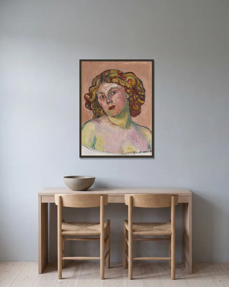 Portrait Of Régina Morgeron av Ferdinand Hodler inramad på en vägg