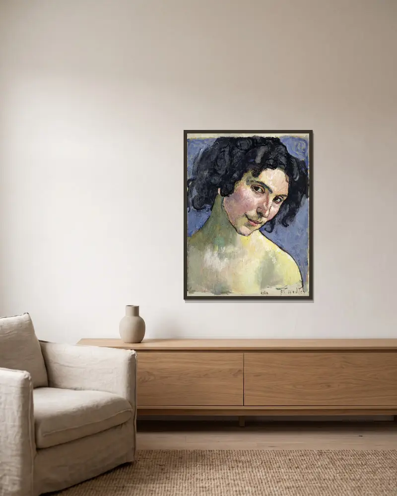 Portrait Of The Model Giulia Leonardi av Ferdinand Hodler inramad på en vägg