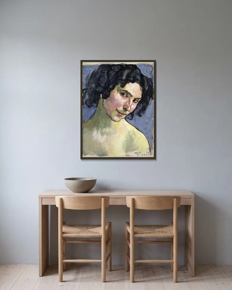 Portrait Of The Model Giulia Leonardi av Ferdinand Hodler inramad på en vägg