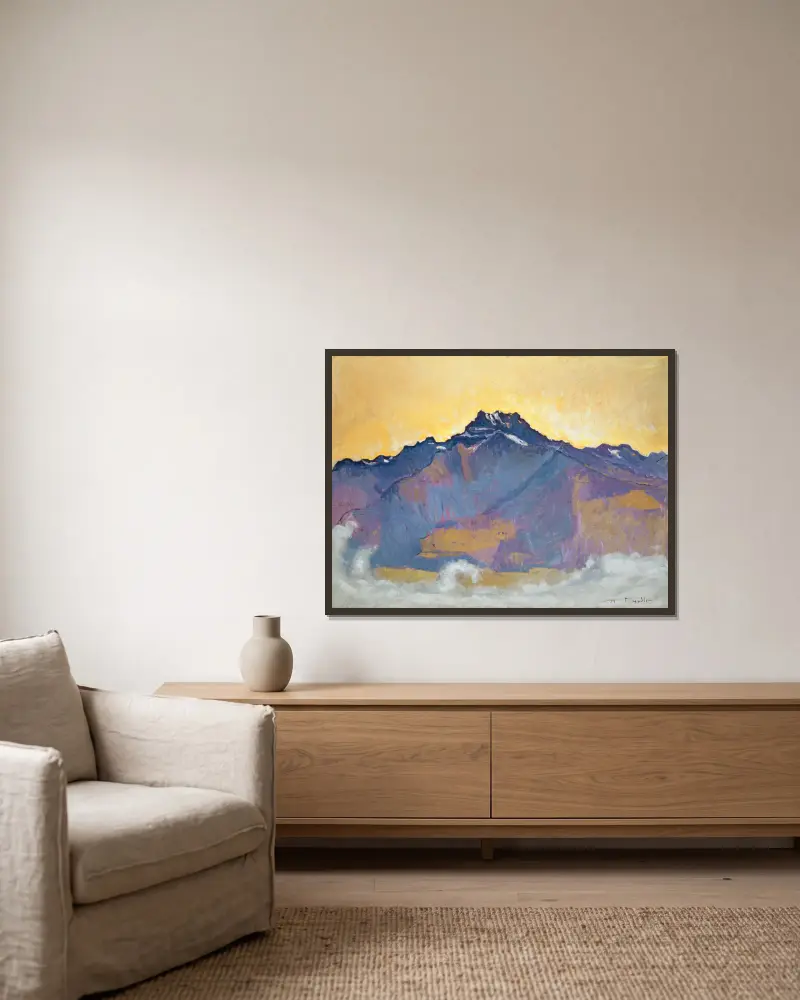 The Dents Du Midi Seen From Chesières av Ferdinand Hodler inramad på en vägg