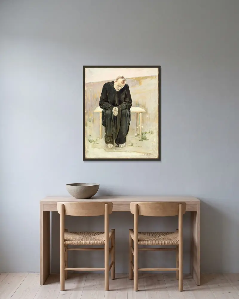 Den desillusionerade av Ferdinand Hodler inramad på en vägg