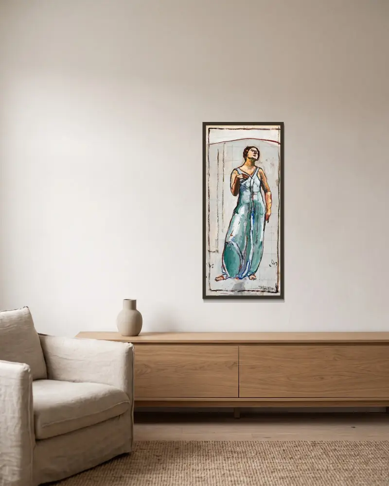 Vy in i oändligheten, enstaka figur av Ferdinand Hodler inramad på en vägg
