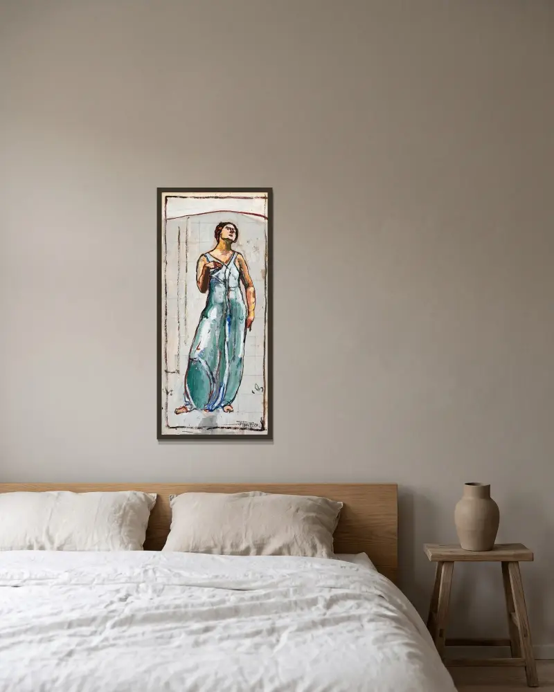 Vy in i oändligheten, enstaka figur av Ferdinand Hodler inramad på en vägg