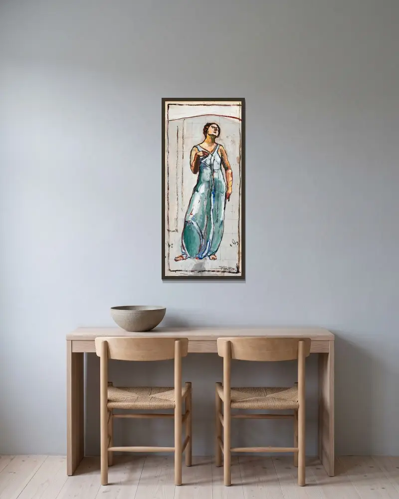 Vy in i oändligheten, enstaka figur av Ferdinand Hodler inramad på en vägg