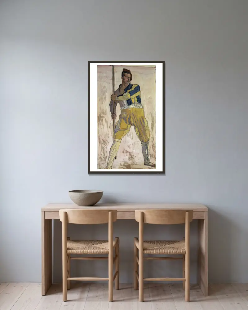 Válečník s halapartnou, Ferdinand Hodler v rámu na stěně
