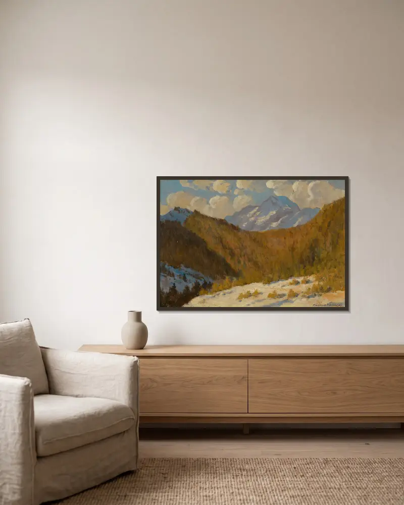 Early Spring in the Tatras av Ferdinand Katona inramad på en vägg