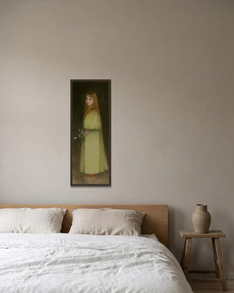 Mária Anna Czóbel som flicka av Ferdinand Katona inramad på en vägg