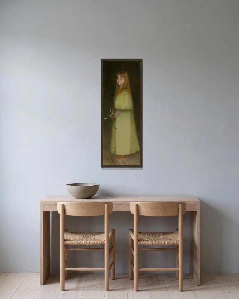 Mária Anna Czóbel som flicka av Ferdinand Katona inramad på en vägg