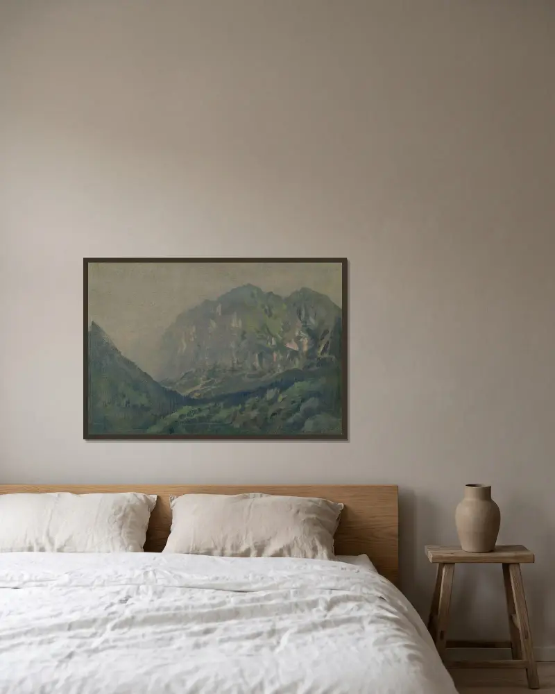 Motiv från Höga Tatra av Ferdinand Katona inramad på en vägg