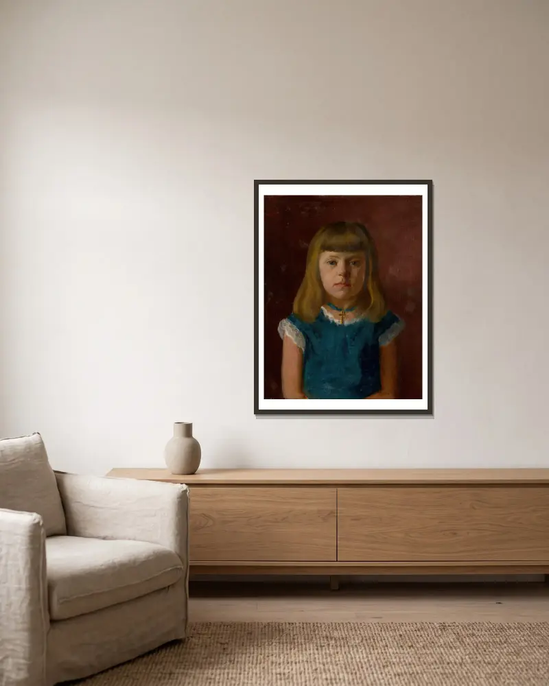 Portrait of a Girl av Ferdinand Katona inramad på en vägg