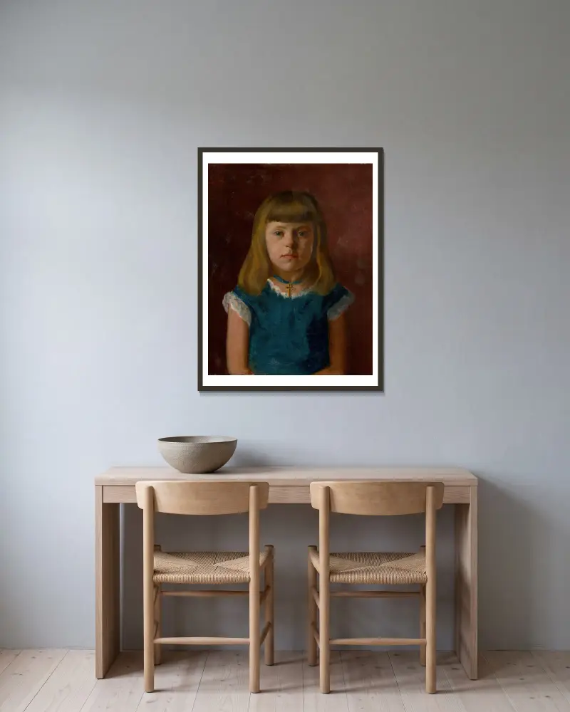 Portrait of a Girl av Ferdinand Katona inramad på en vägg