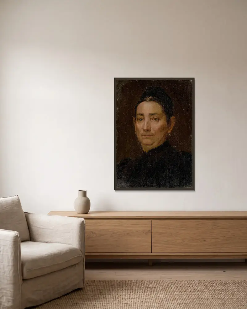 Portrait of an Old Woman av Ferdinand Katona inramad på en vägg