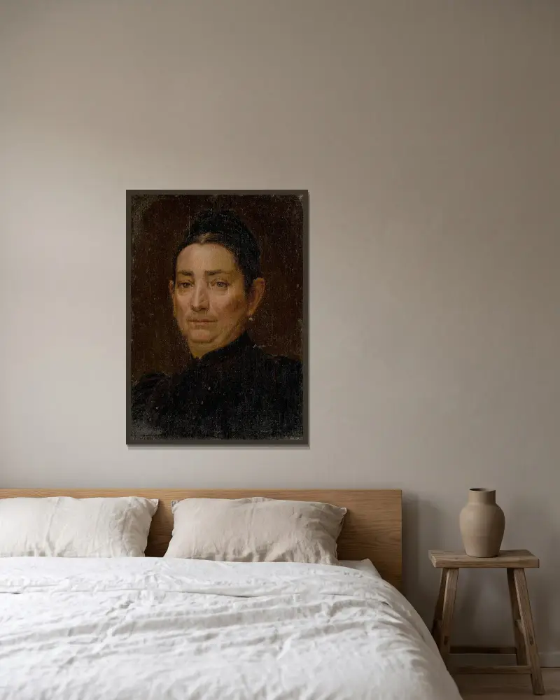 Portrait of an Old Woman av Ferdinand Katona inramad på en vägg