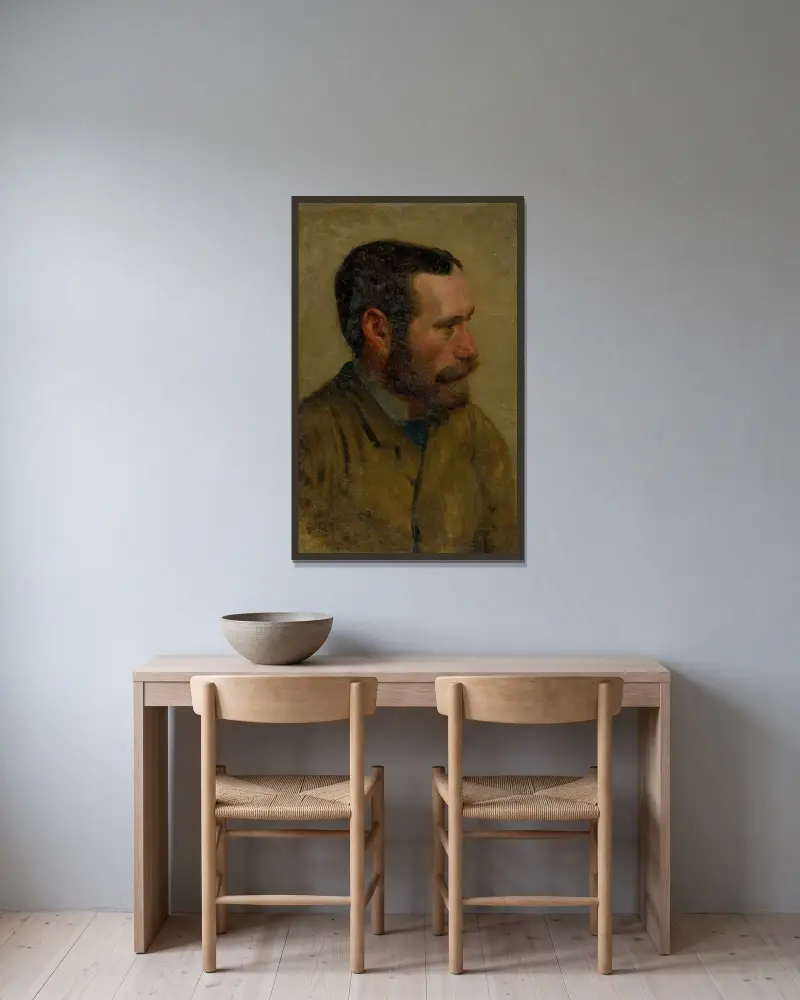 Självporträtt av Ferdinand Katona inramad på en vägg