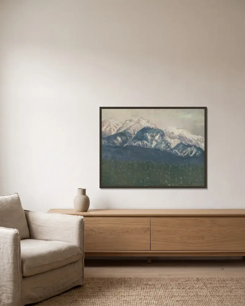 View of the High Tatras av Ferdinand Katona inramad på en vägg