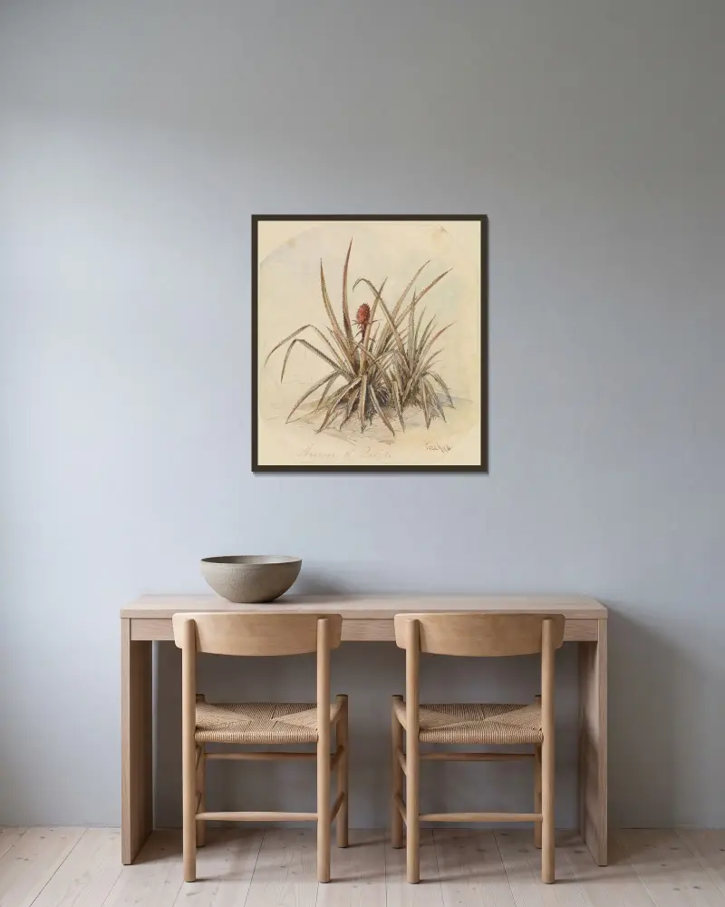 Blühende Ananas von Ferdinand Keller gerahmt an einer Wand