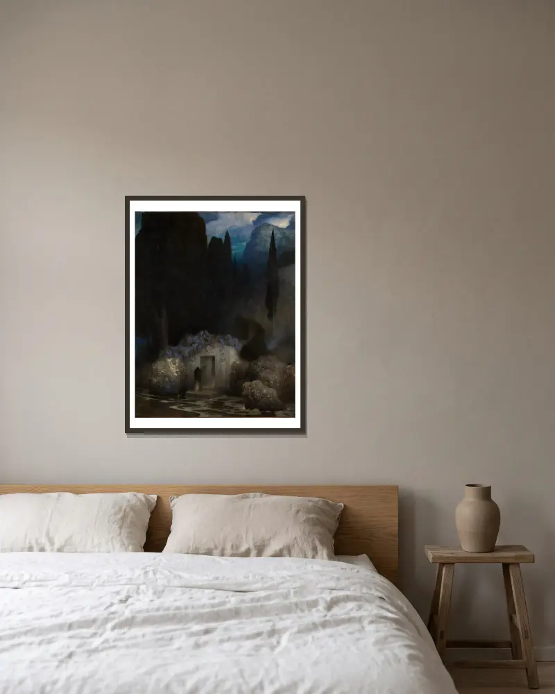 Böcklins Grab von Ferdinand Keller gerahmt an einer Wand