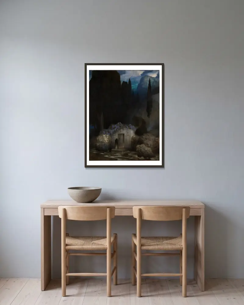 Böcklins Grab von Ferdinand Keller gerahmt an einer Wand