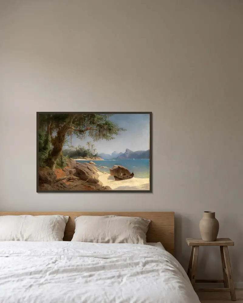 Küstenlandschaft bei Rio de Janeiro av Ferdinand Keller inramad på en vägg
