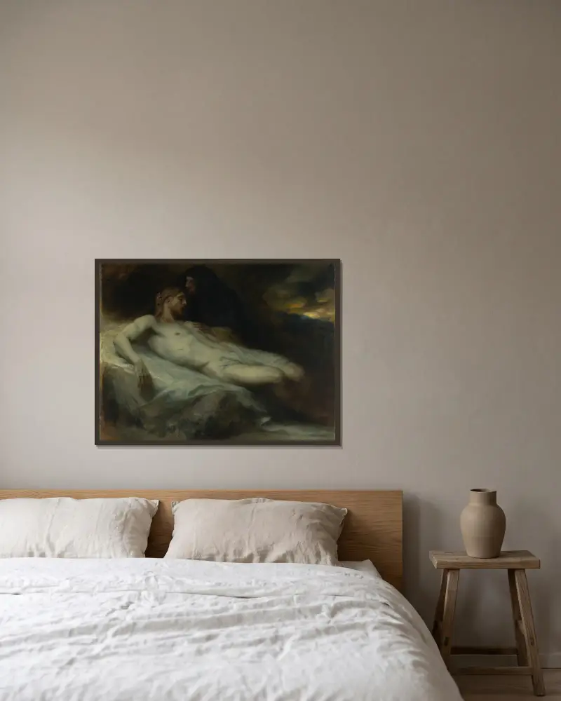Lamentation of Christ av Ferdinand Keller inramad på en vägg