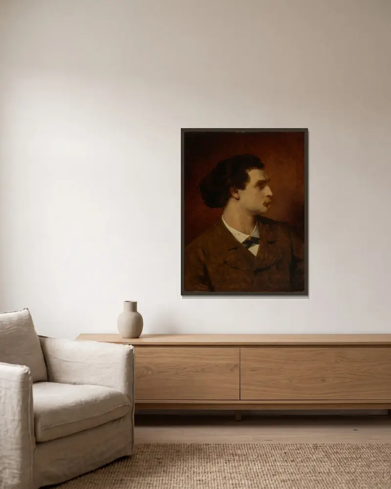 Portrait of Anselm Feuerbach av Ferdinand Keller inramad på en vägg