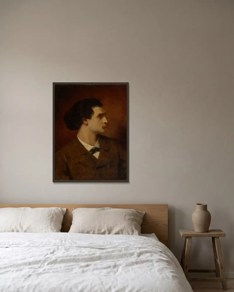 Portrait of Anselm Feuerbach av Ferdinand Keller inramad på en vägg