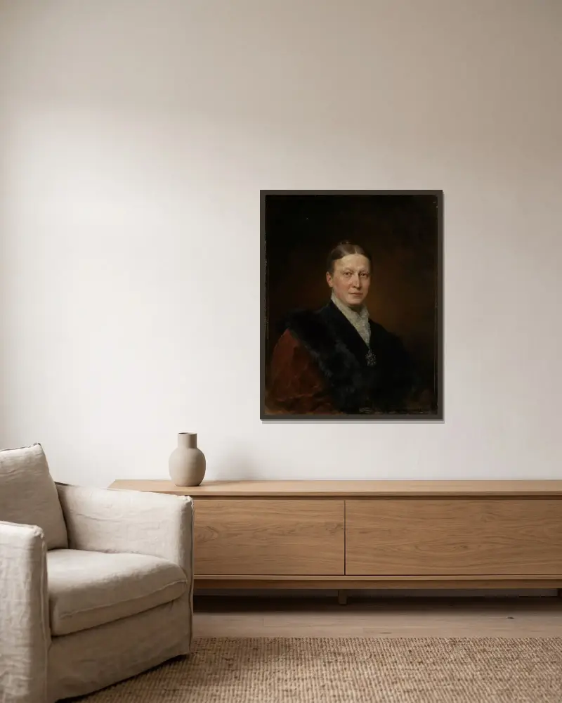 Porträtt av Julie Miller zu Aichholz av Ferdinand Keller inramad på en vägg