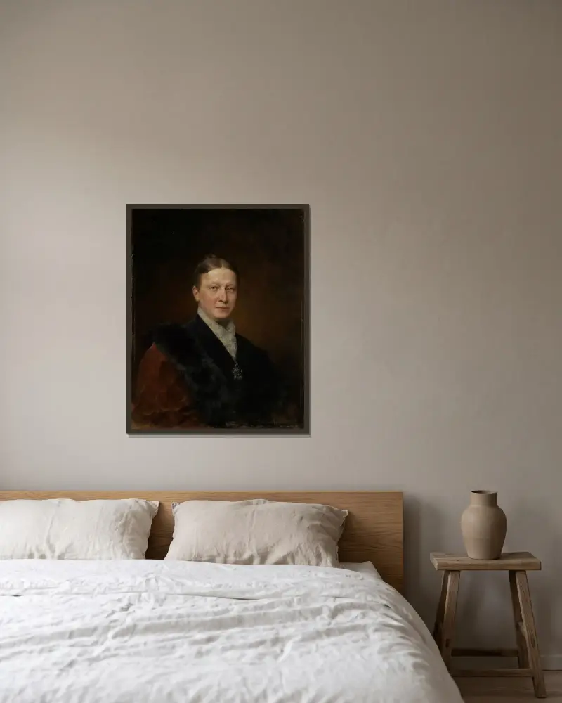Porträtt av Julie Miller zu Aichholz av Ferdinand Keller inramad på en vägg