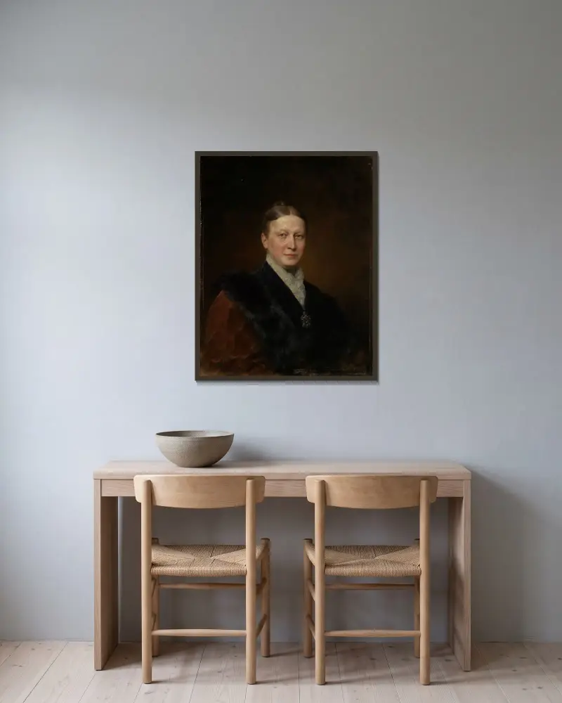 Porträtt av Julie Miller zu Aichholz av Ferdinand Keller inramad på en vägg