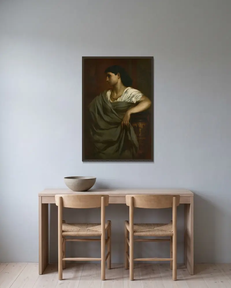 Portrait of Nanna Risi av Ferdinand Keller inramad på en vägg